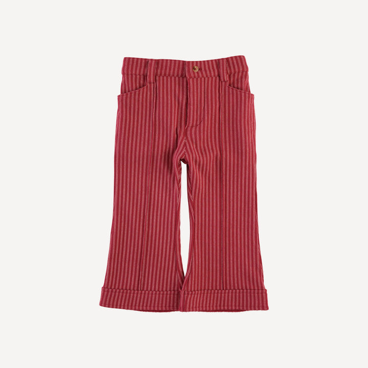 flare pintuck pant | red pinstripe | loop sweat