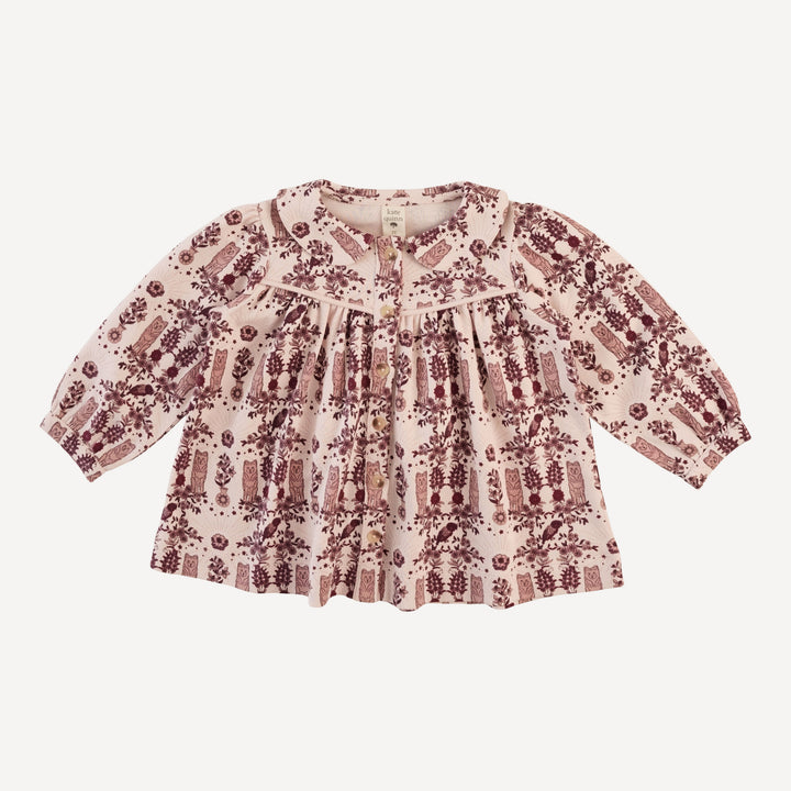 long sleeve piped cowgirl top | wolf floral | organic cotton interlock