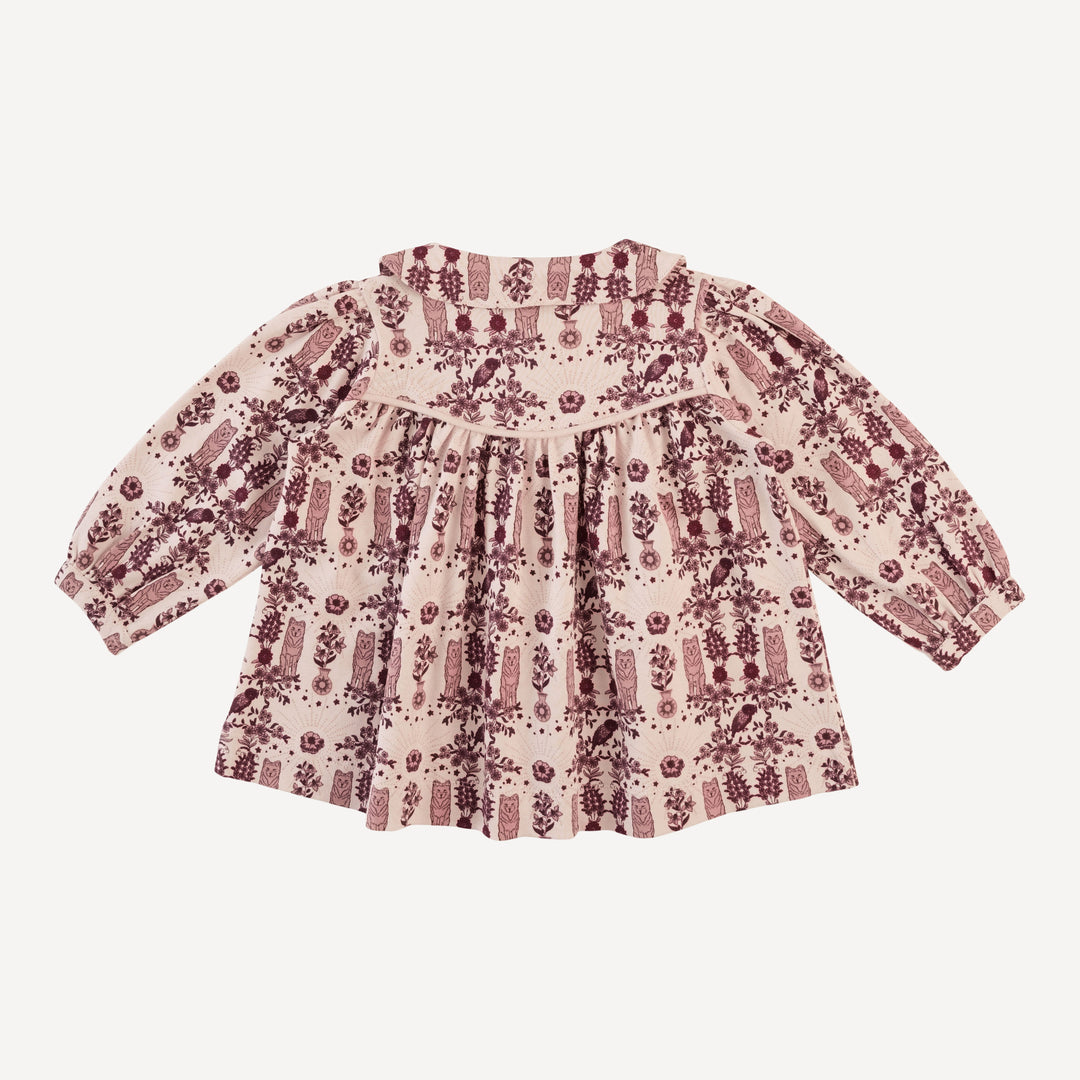 long sleeve piped cowgirl top | wolf floral | organic cotton interlock