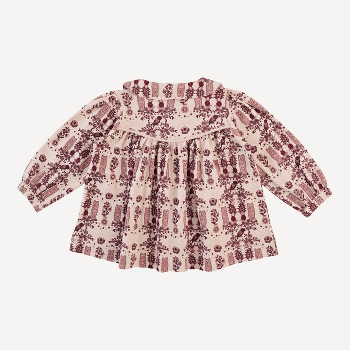 long sleeve piped cowgirl top | wolf floral | organic cotton interlock