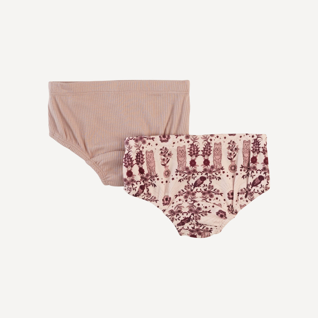 underwear set of 2 | wolf floral | organic cotton interlock