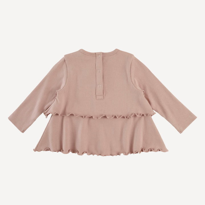 long sleeve double ruffle top + lettuce pant set | cottage rose | organic cotton single rib