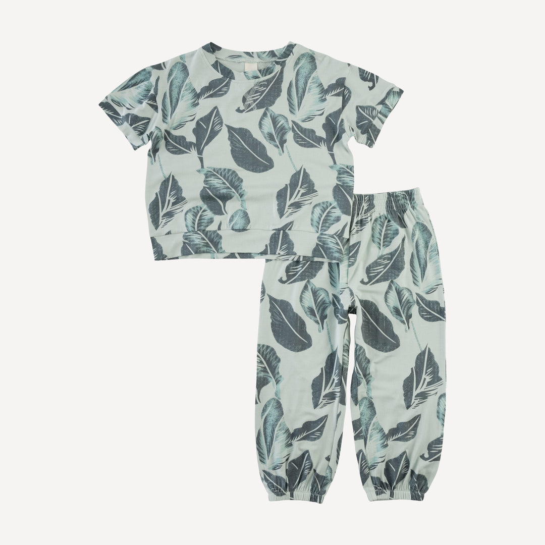 short sleeve relaxed jogger set | arctic leaf | modal