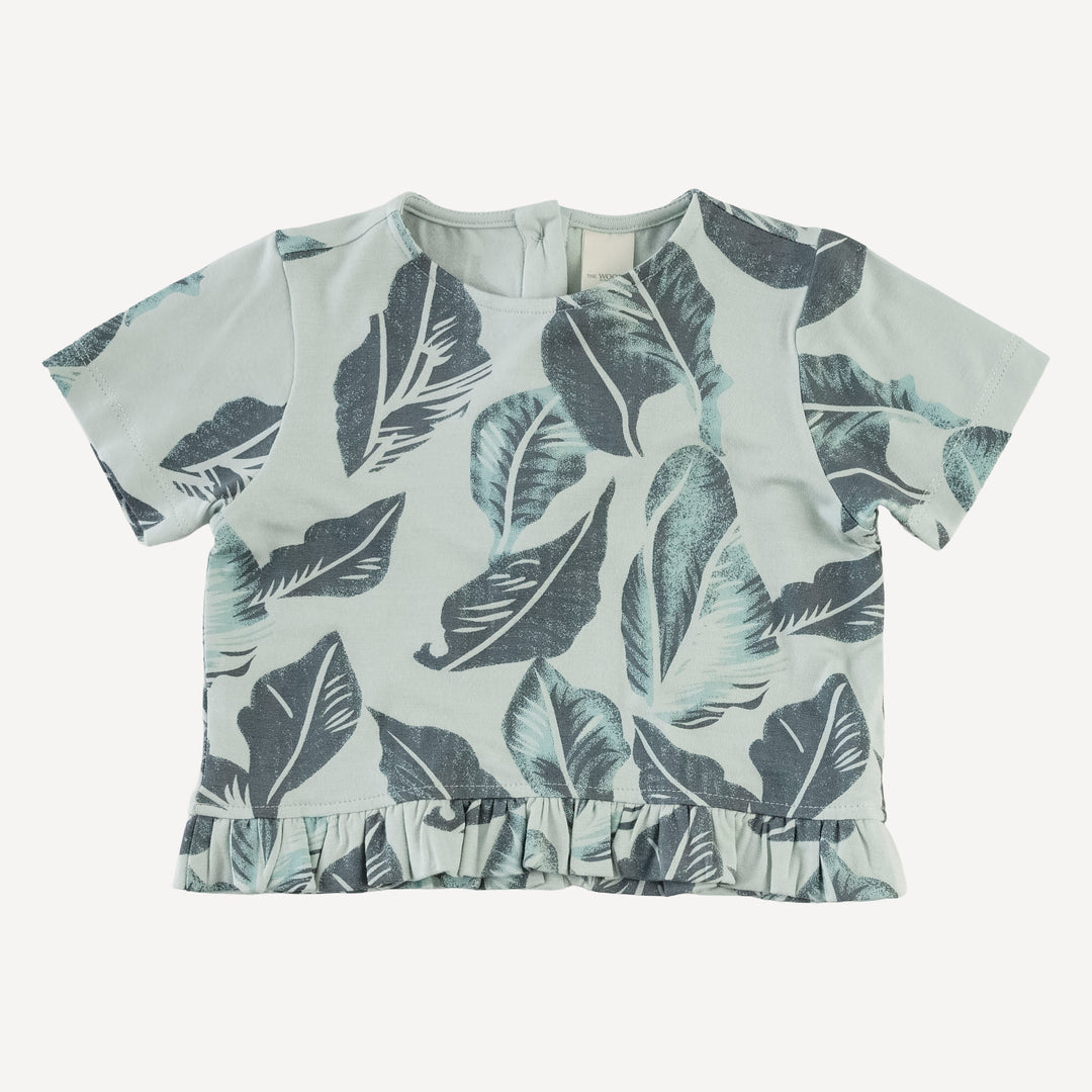 short sleeve cropped ruffle tee + flare set | arctic leaf | modal