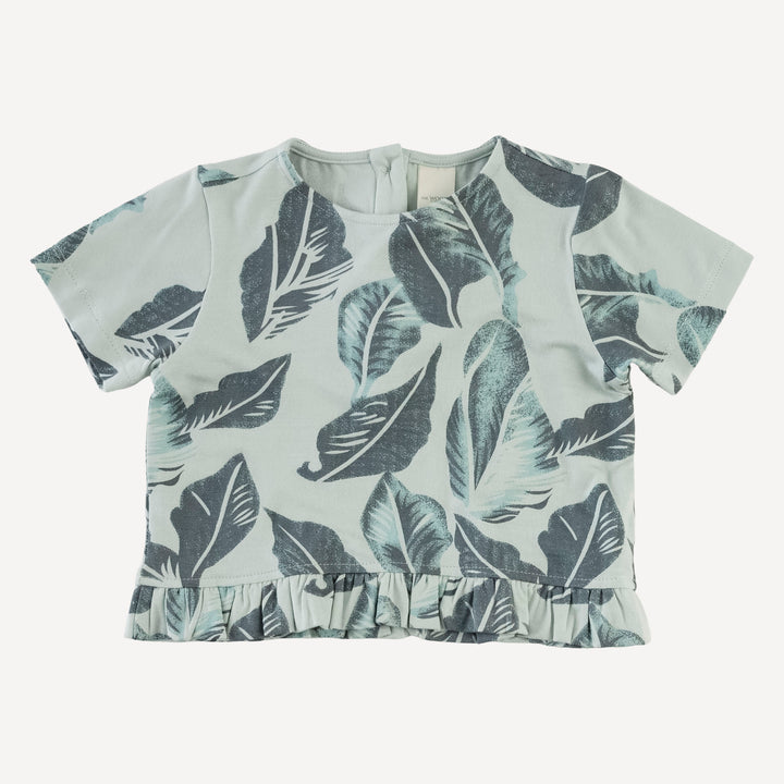 short sleeve cropped ruffle tee + flare set | arctic leaf | modal