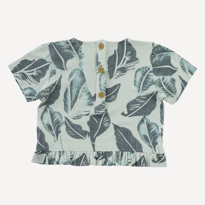 short sleeve cropped ruffle tee + flare set | arctic leaf | modal