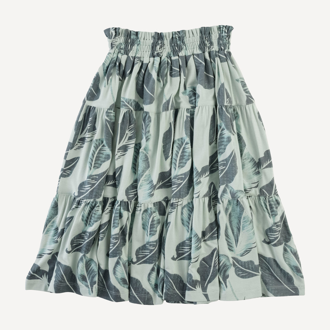 smocked tiered gathered maxi skirt | arctic leaf | modal