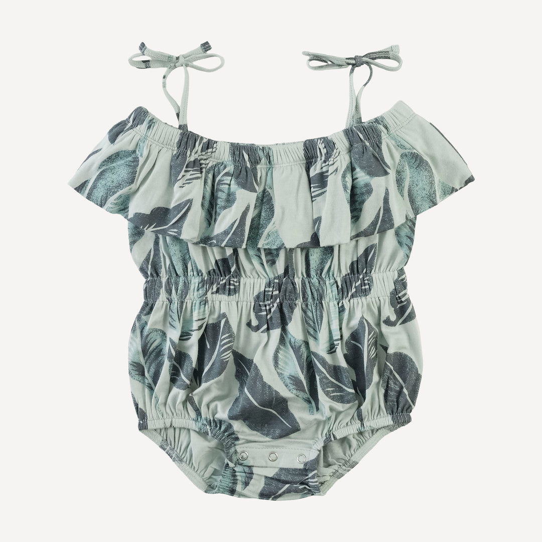 spaghetti tie off the shoulder ruffle bubble | arctic leaf | modal