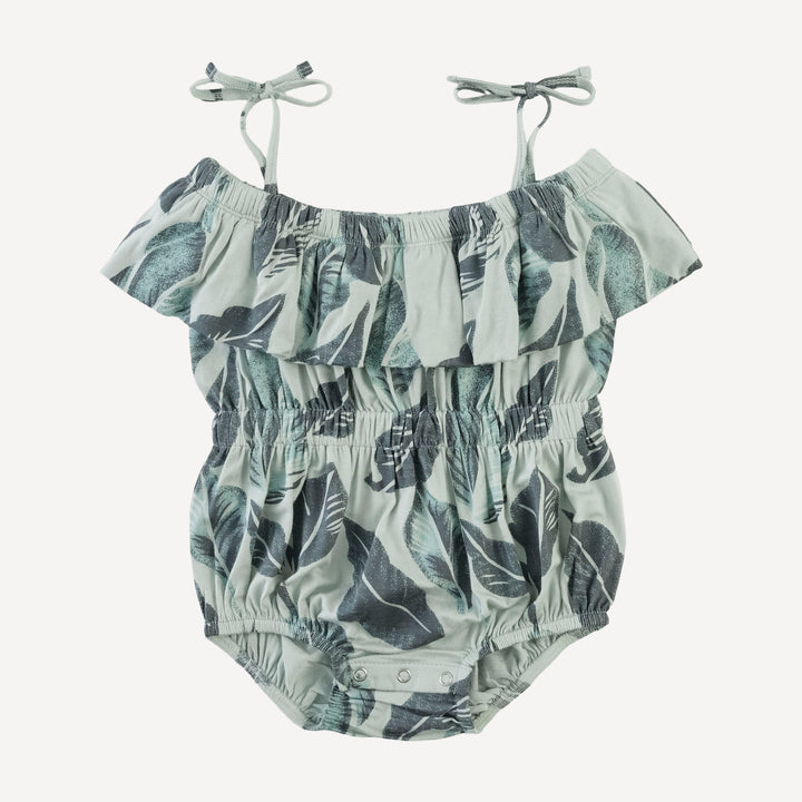 spaghetti tie off the shoulder ruffle bubble | arctic leaf | modal