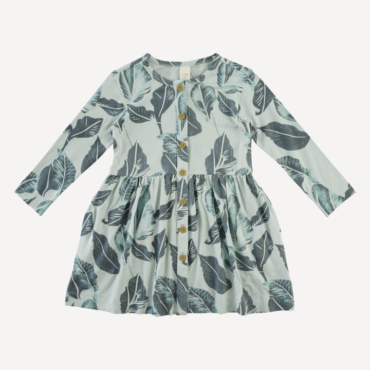 long sleeve button dress | arctic leaf | modal