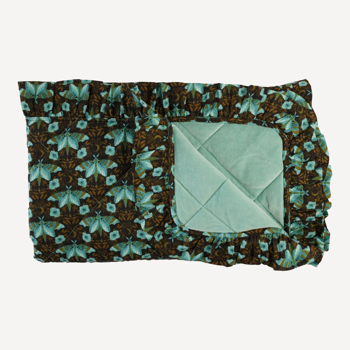 ruffle quilt | aqua butterfly night | organic cotton gauze