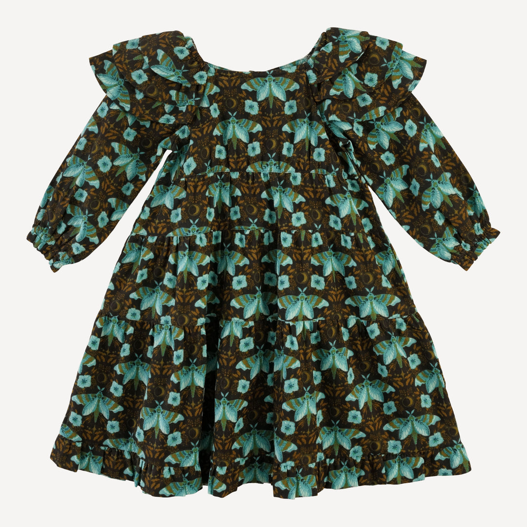 long sleeve angelica dress | aqua butterfly night | organic cotton gauze
