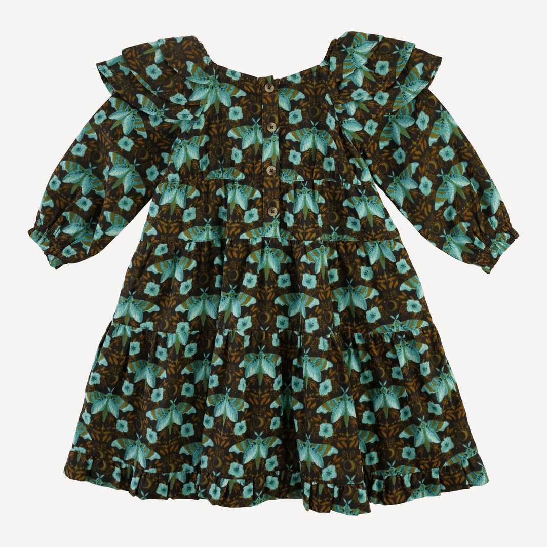 long sleeve angelica dress | aqua butterfly night | organic cotton gauze