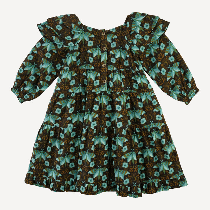 long sleeve angelica dress | aqua butterfly night | organic cotton gauze