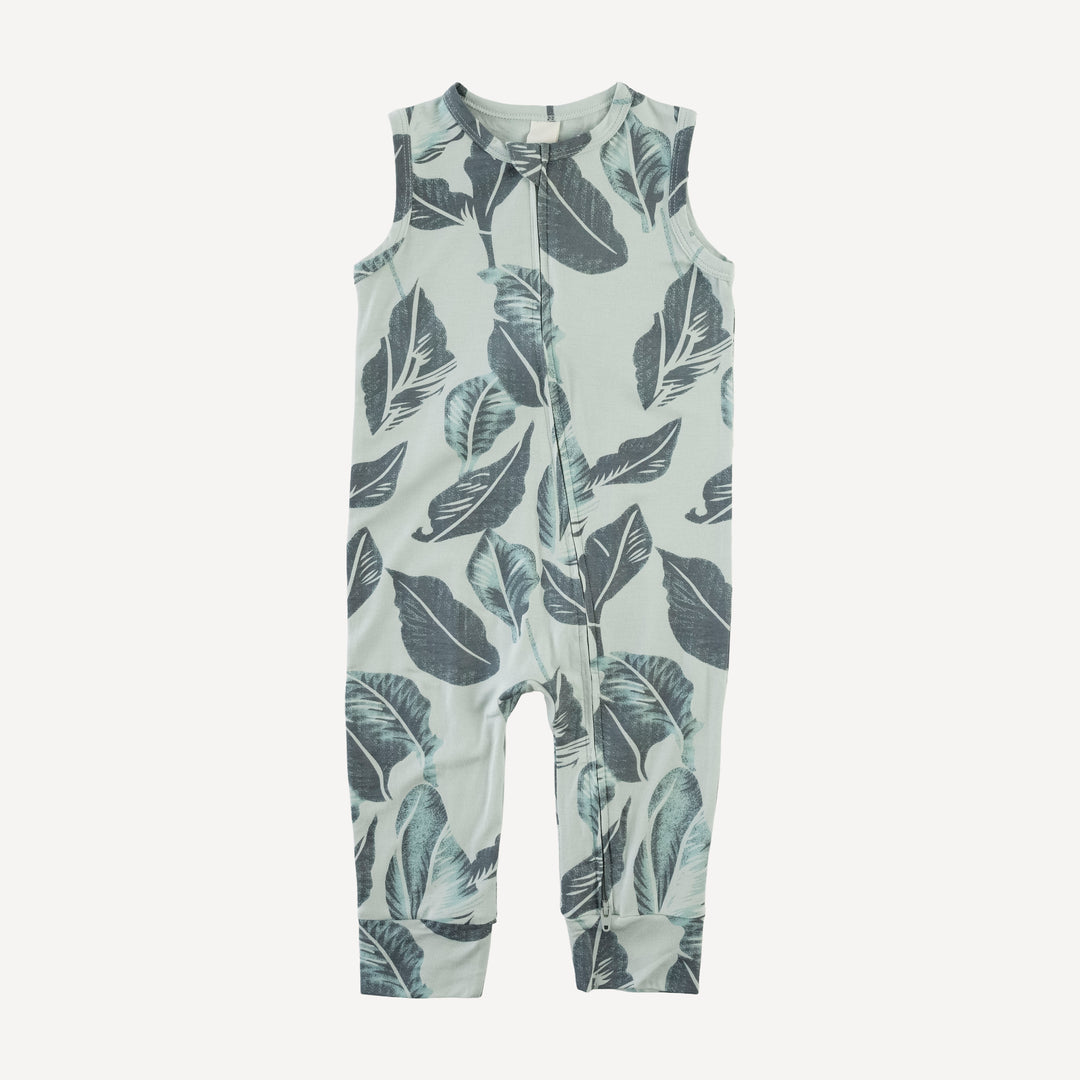 sleeveless zipper jumpsuit | arctic leaf | modal