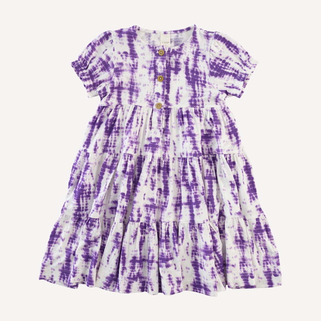short puff sleeve prairie dress | lavender shibori | modal