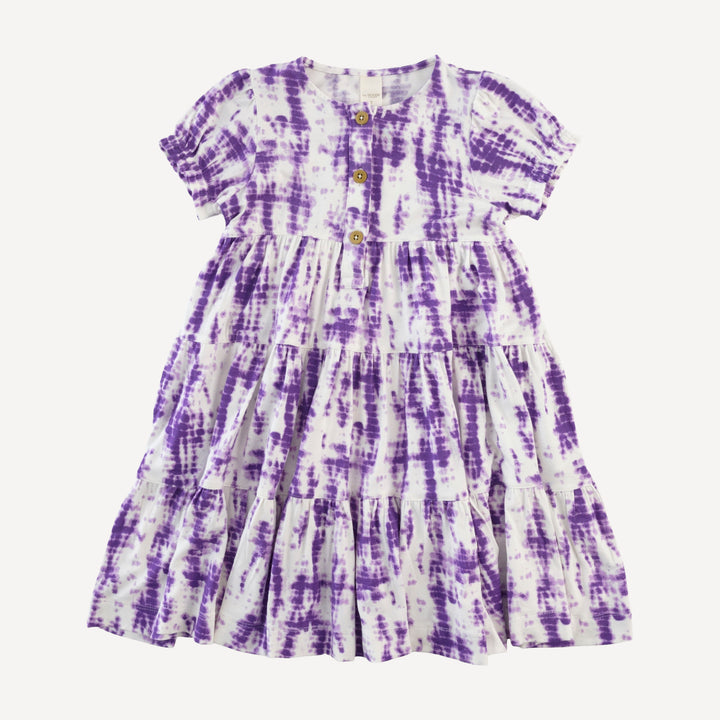 short puff sleeve prairie dress | lavender shibori | modal