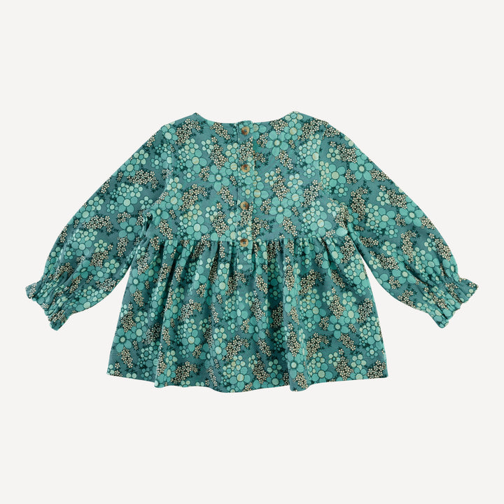 long sleeve square neck top | aqua granny floral | organic cotton interlock