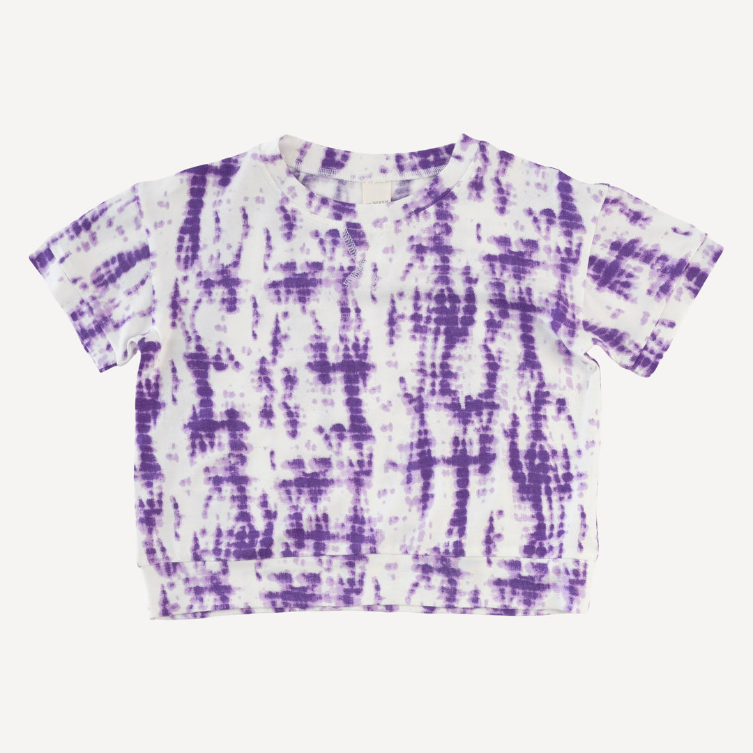 short sleeve relaxed jogger set | lavender shibori | modal