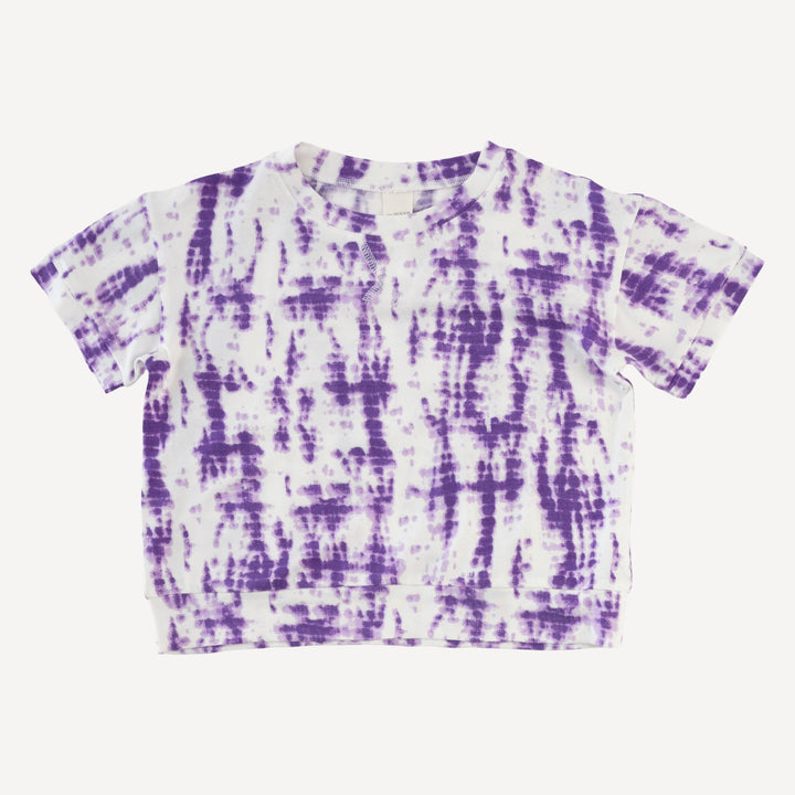 short sleeve relaxed jogger set | lavender shibori | modal