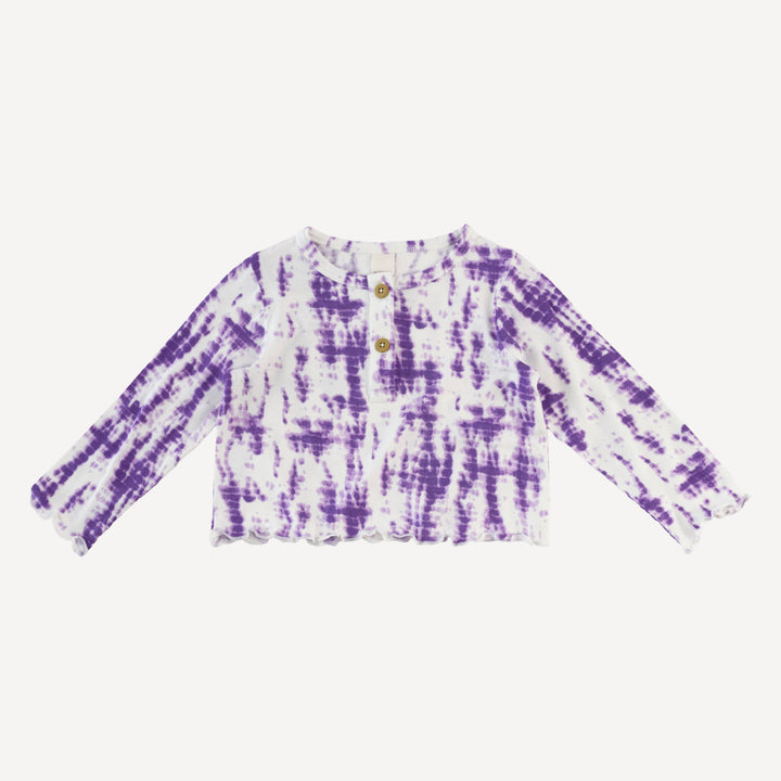long sleeve henley jade set | lavender shibori | modal