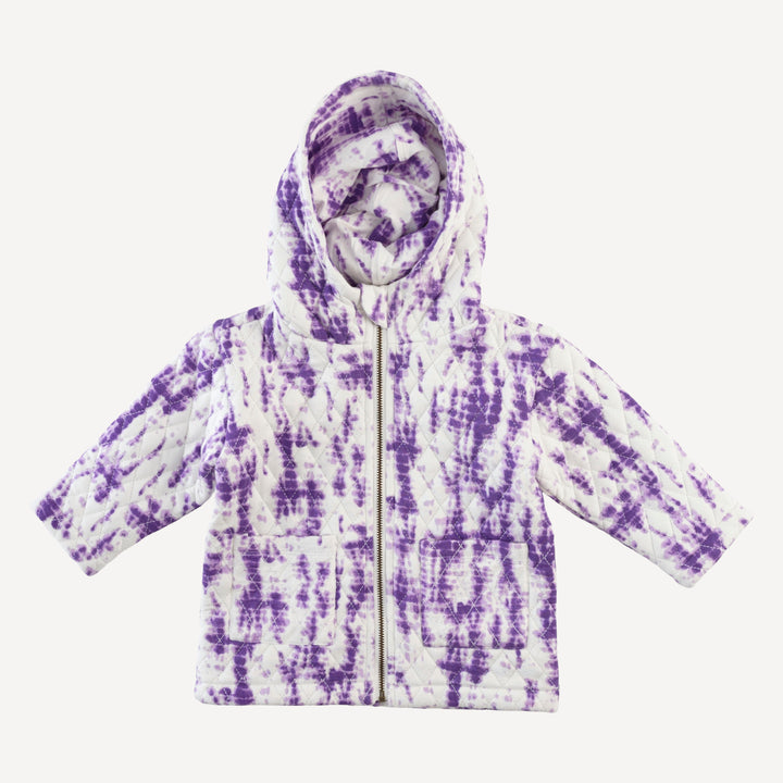 quilted hooded jacket | lavender shibori | modal