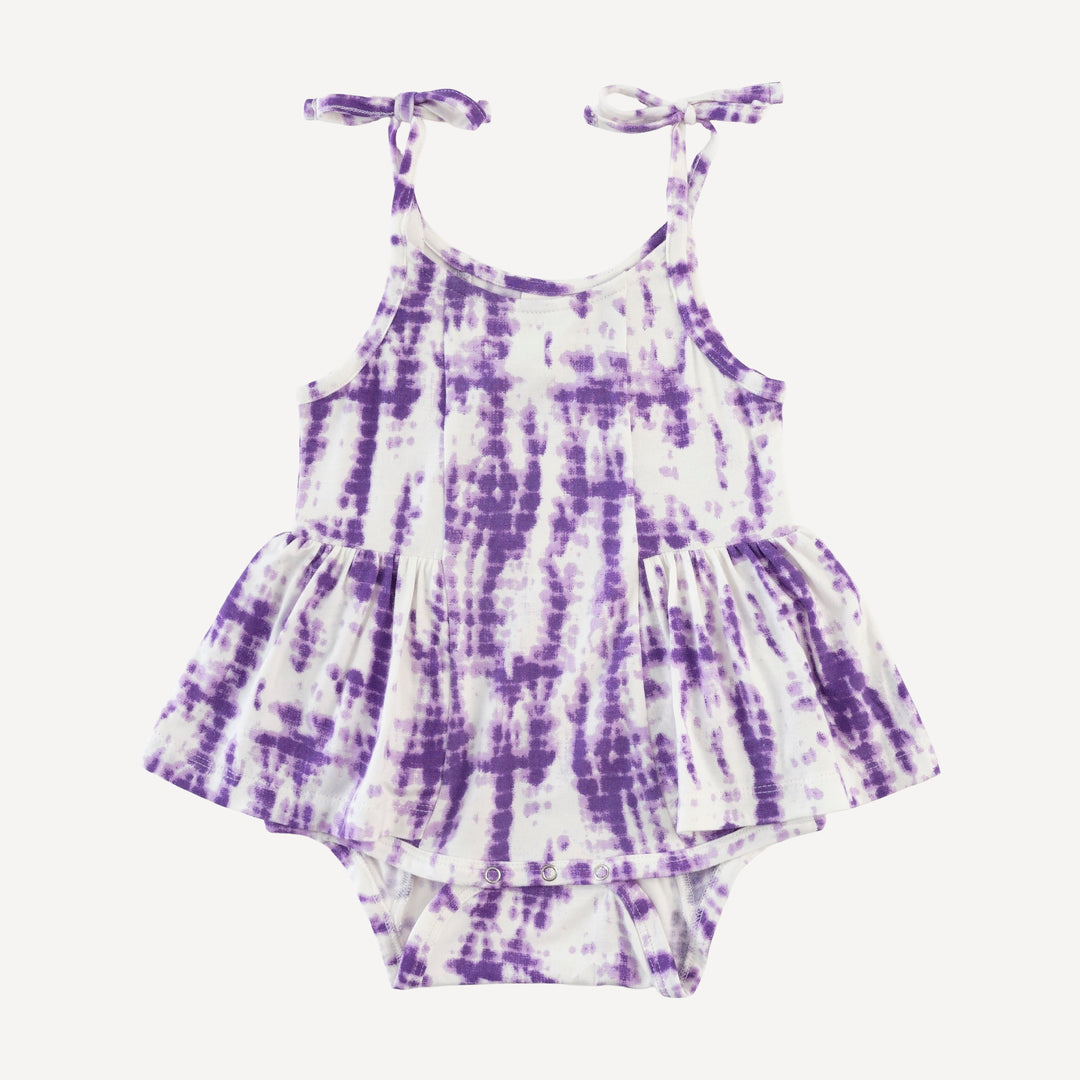 spaghetti tie ballerina bubble | lavender shibori | modal