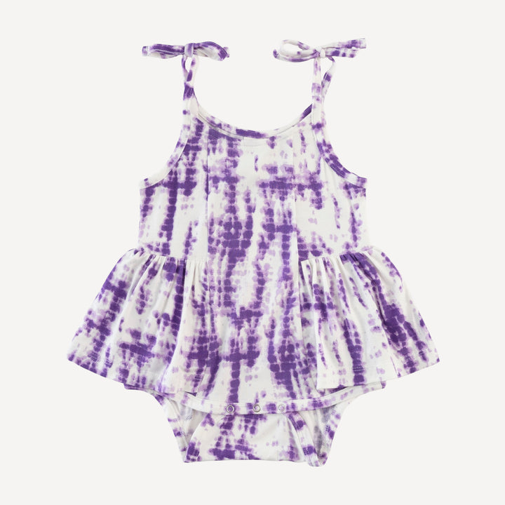 spaghetti tie ballerina bubble | lavender shibori | modal