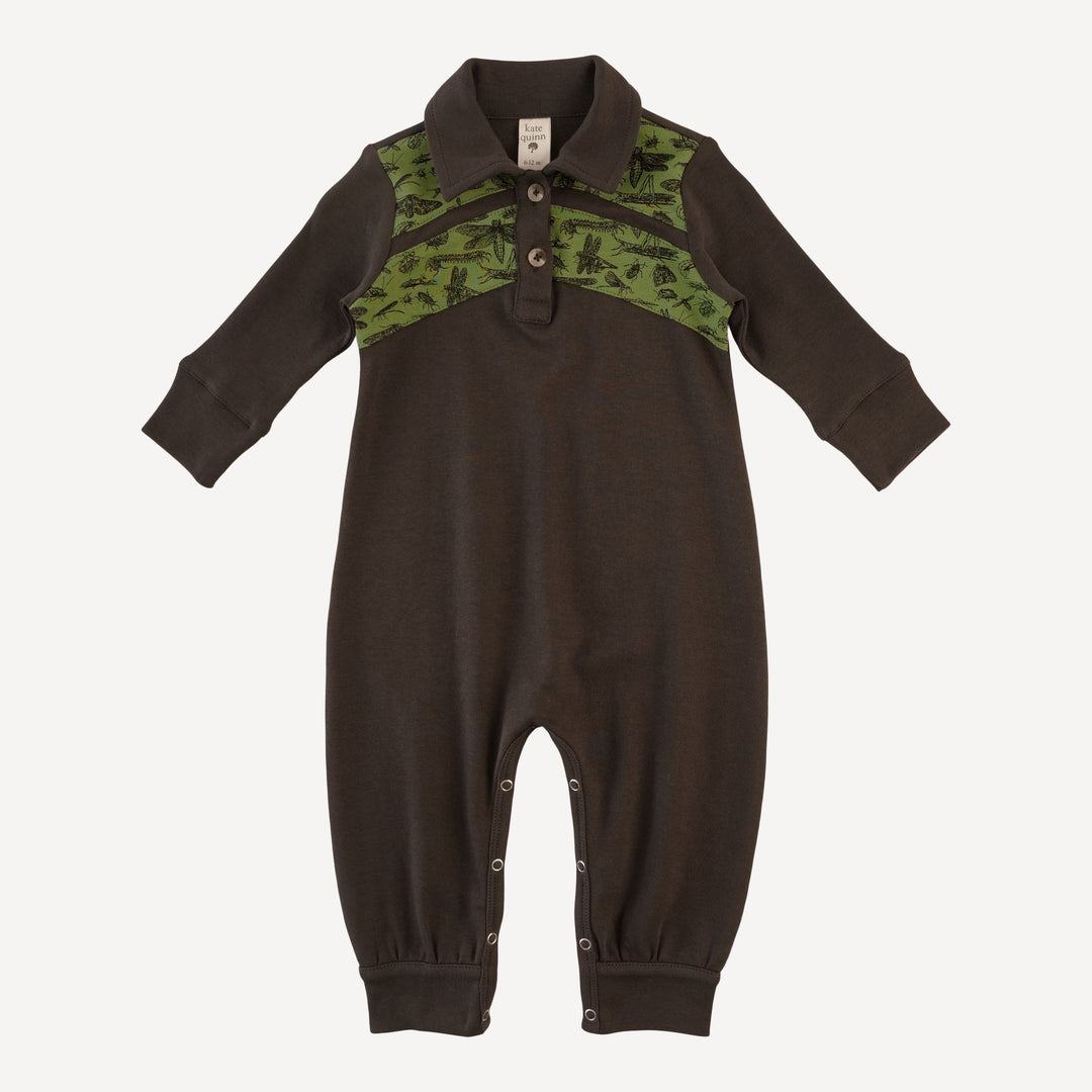 long sleeve retro bubble jumpsuit | beluga | organic cotton interlock