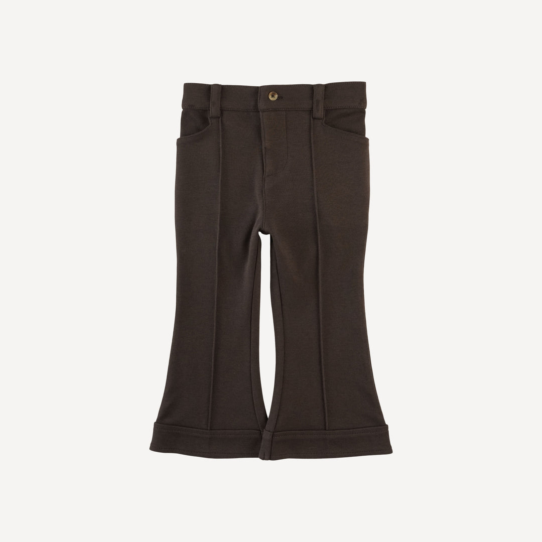 flare pintuck pant | beluga | organic cotton interlock