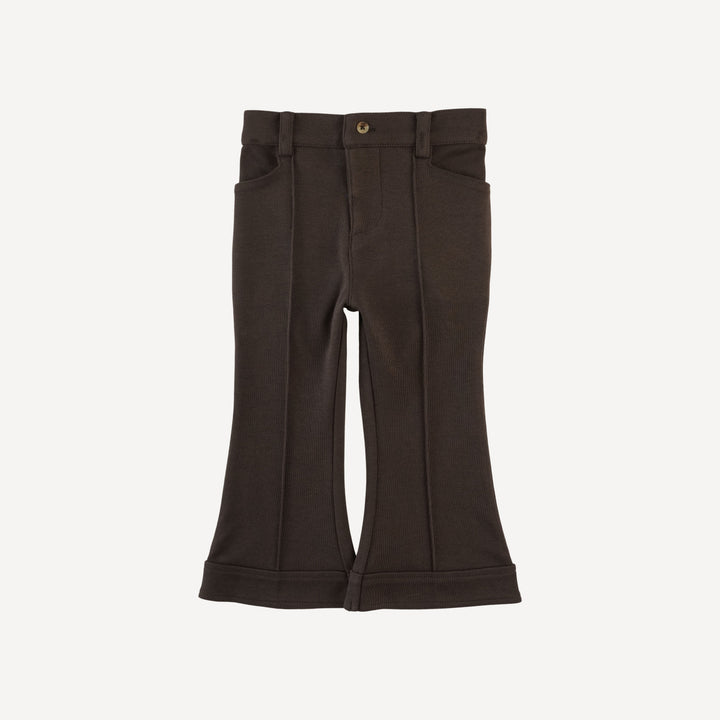 flare pintuck pant | beluga | organic cotton interlock
