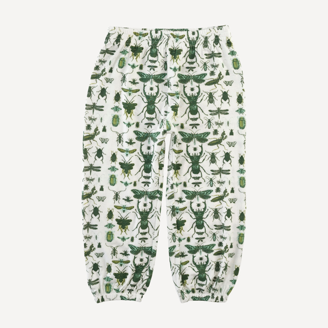 long sleeve boxy topstitch hoodie + relaxed jogger set | green insects | modal
