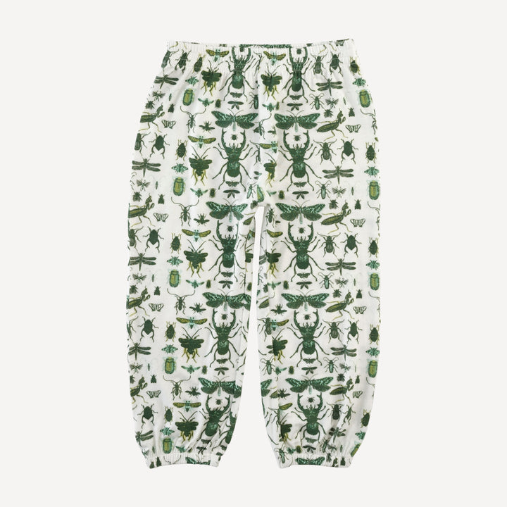 long sleeve boxy topstitch hoodie + relaxed jogger set | green insects | modal