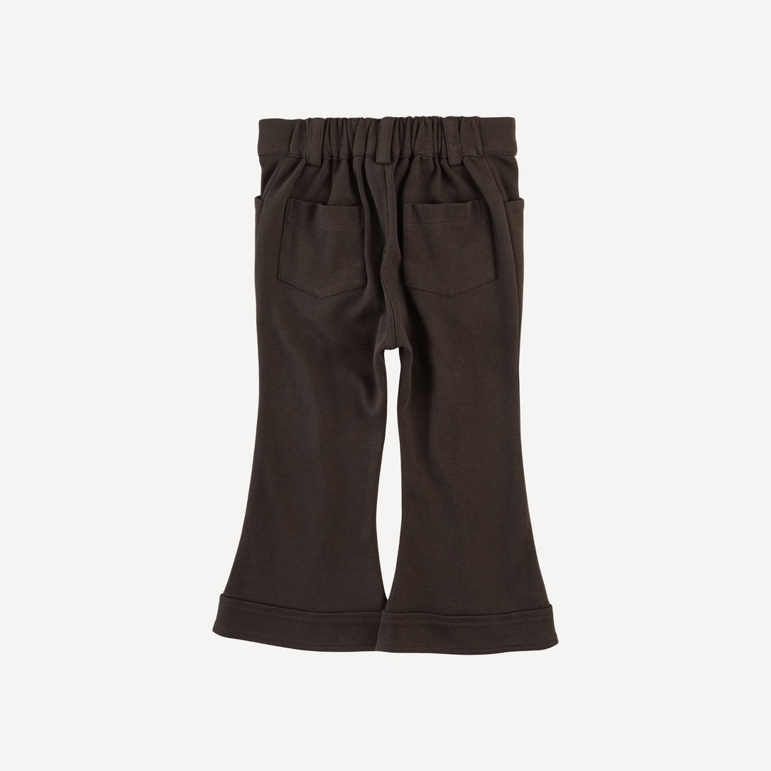 flare pintuck pant | beluga | organic cotton interlock
