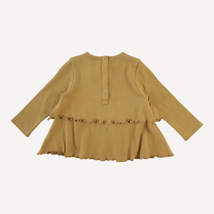long sleeve double ruffle top + lettuce pant set | fennel | organic cotton single rib