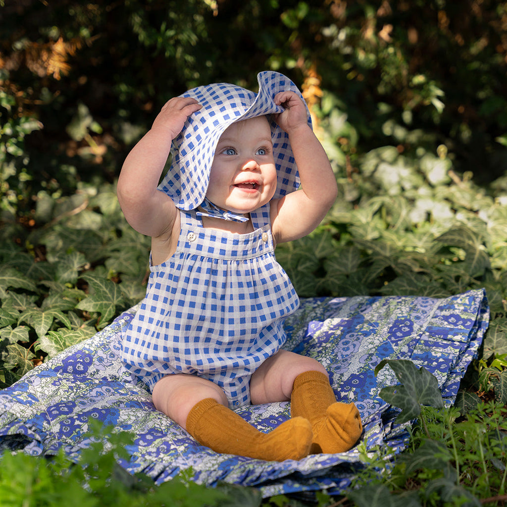 gathered overall bubble | blue gingham | organic cotton mid-weight wov – kate  quinn