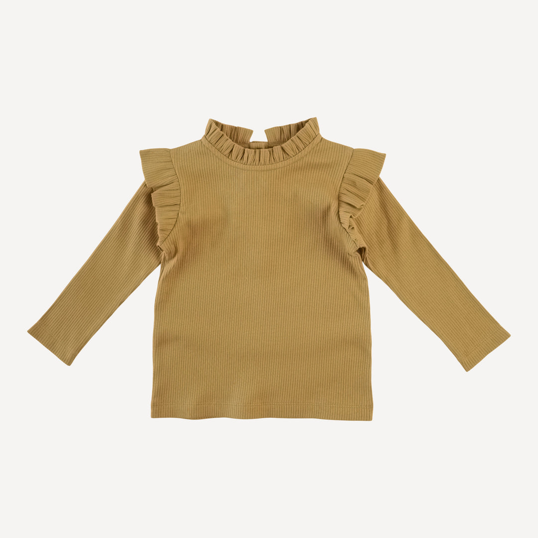 long sleeve little ruffle tee | fennel | organic cotton single rib