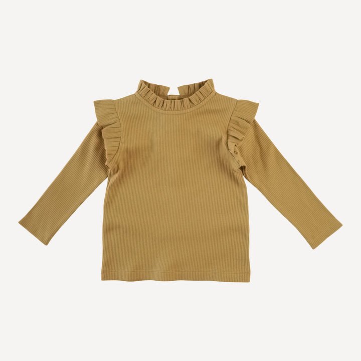 long sleeve little ruffle tee | fennel | organic cotton single rib