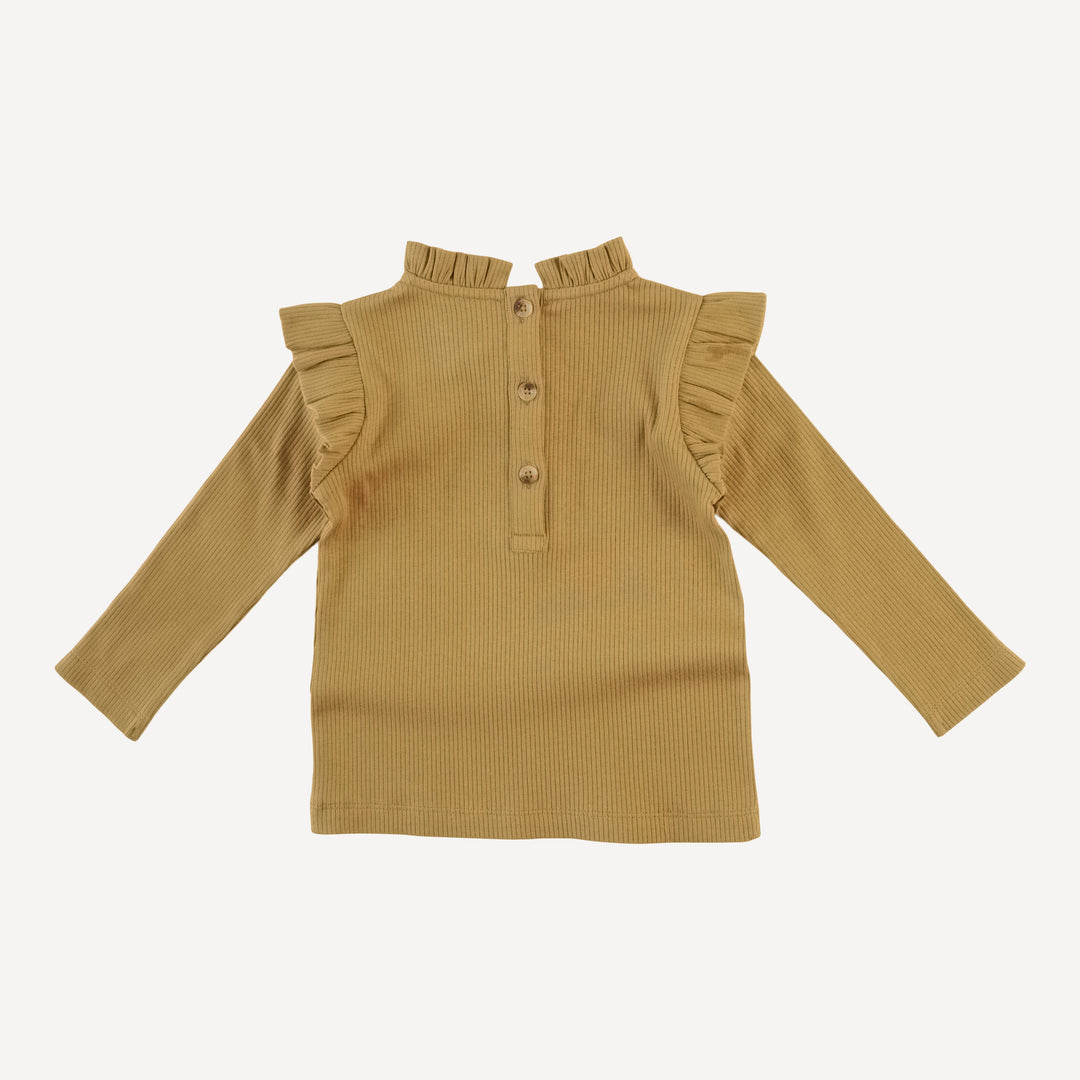 long sleeve little ruffle tee | fennel | organic cotton single rib