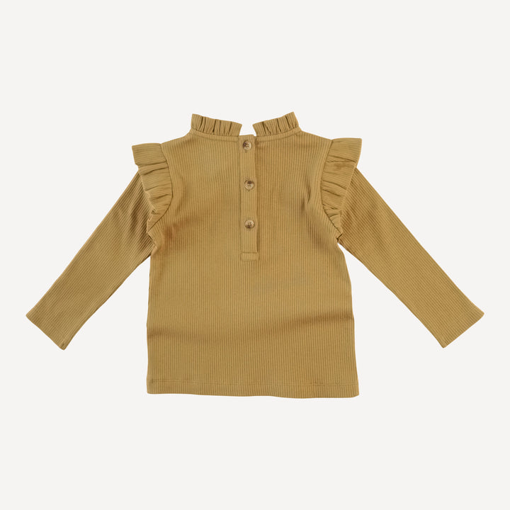 long sleeve little ruffle tee | fennel | organic cotton single rib