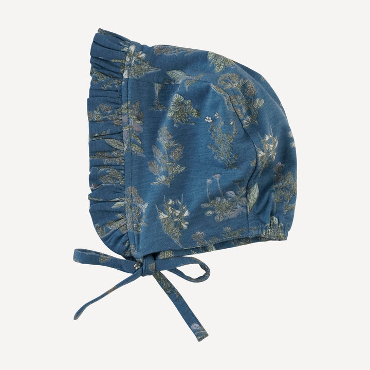 small ruffle bonnet | blue litho | modal