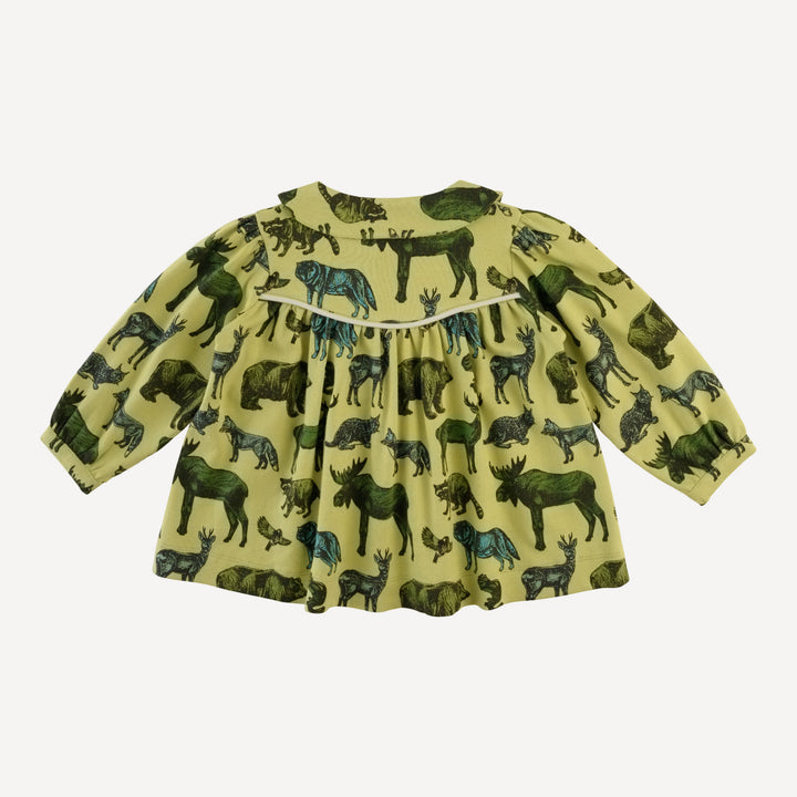long sleeve piped cowgirl top | forest animals | organic cotton interlock