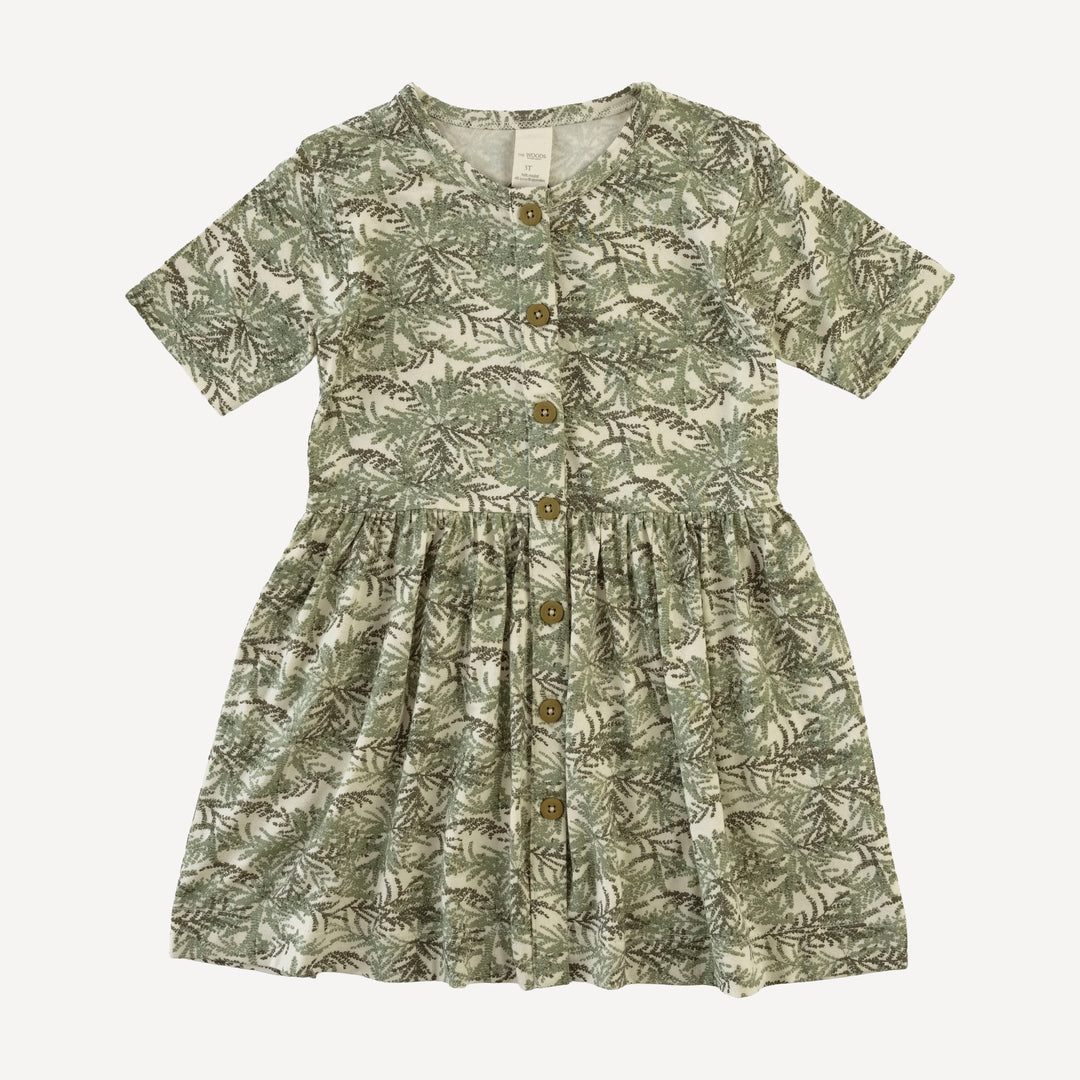 short sleeve button dress | woods fern | modal