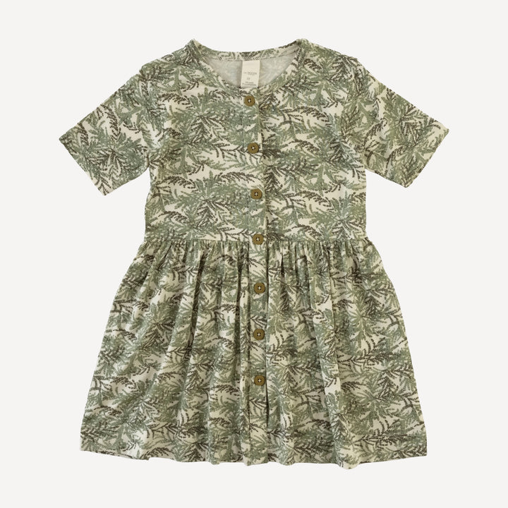 short sleeve button dress | woods fern | modal