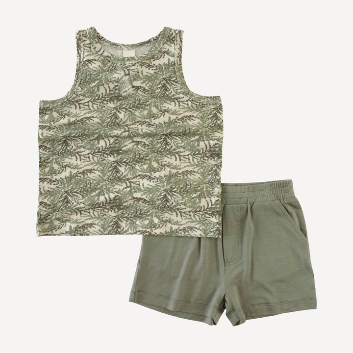 topstitch tank + relaxed short set | woods fern | modal