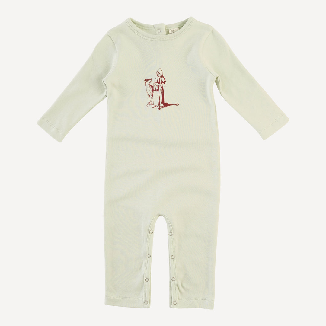 long sleeve crew neck jumpsuit | little red | organic cotton interlock