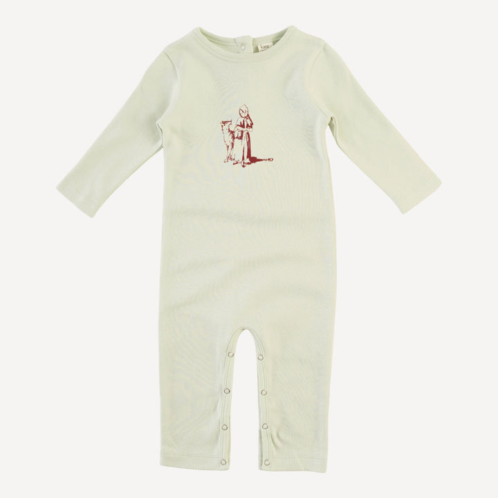 long sleeve crew neck jumpsuit | little red | organic cotton interlock