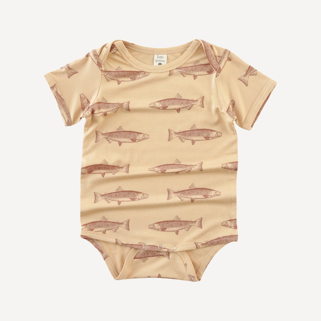 short sleeve lap neck bodysuit | salmon | bamboo