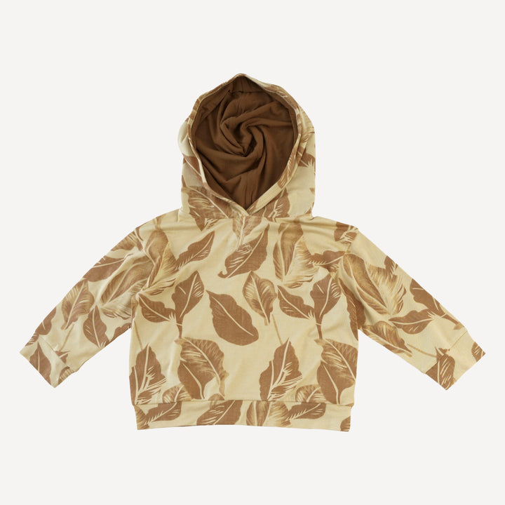 long sleeve boxy topstitch hoodie + relaxed jogger set | porcini leaf | modal