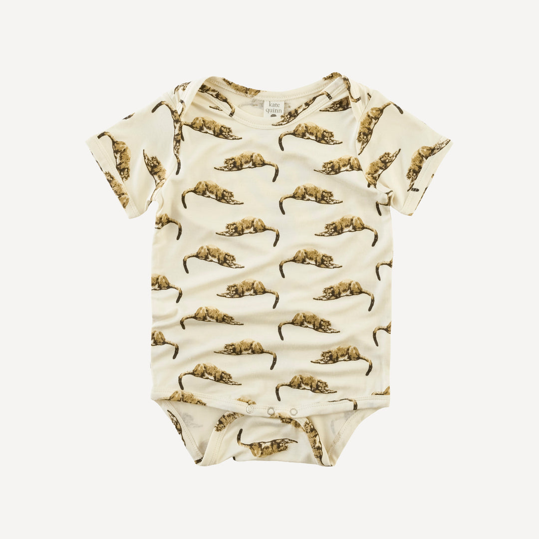 short sleeve lap neck bodysuit | mountain lion | bamboo